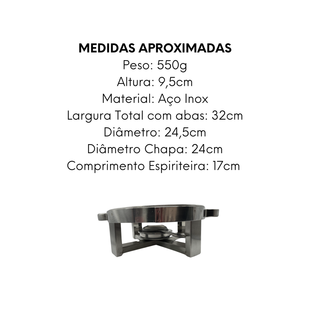 Rechaud Redondo Para Assadeiras em aço inox - A Gourmet