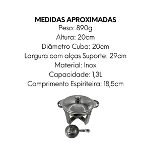 Rechaud Redondo Perfectha em Aço Inox - A Gourmet