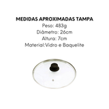 Tampa de Vidro 24cm Cabo Baquelite - A Gourmet