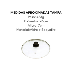 Tampa de Vidro 24cm Cabo Baquelite - A Gourmet
