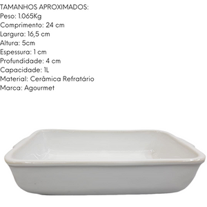 Assadeira Retangular N2 Ceramica Refrataria 1L LaFaenza