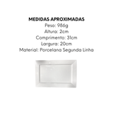 Prato de Porcelana Segunda Linha Retangular Piatto 31cm - A Gourmet