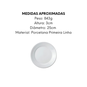 Prato Raso Baru 25cm Primeira Linha de Porcelana - A Gourmet