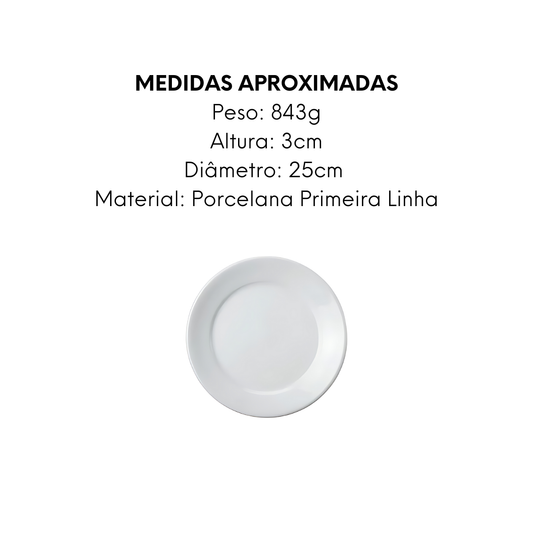 Prato Raso Baru 25cm Primeira Linha de Porcelana