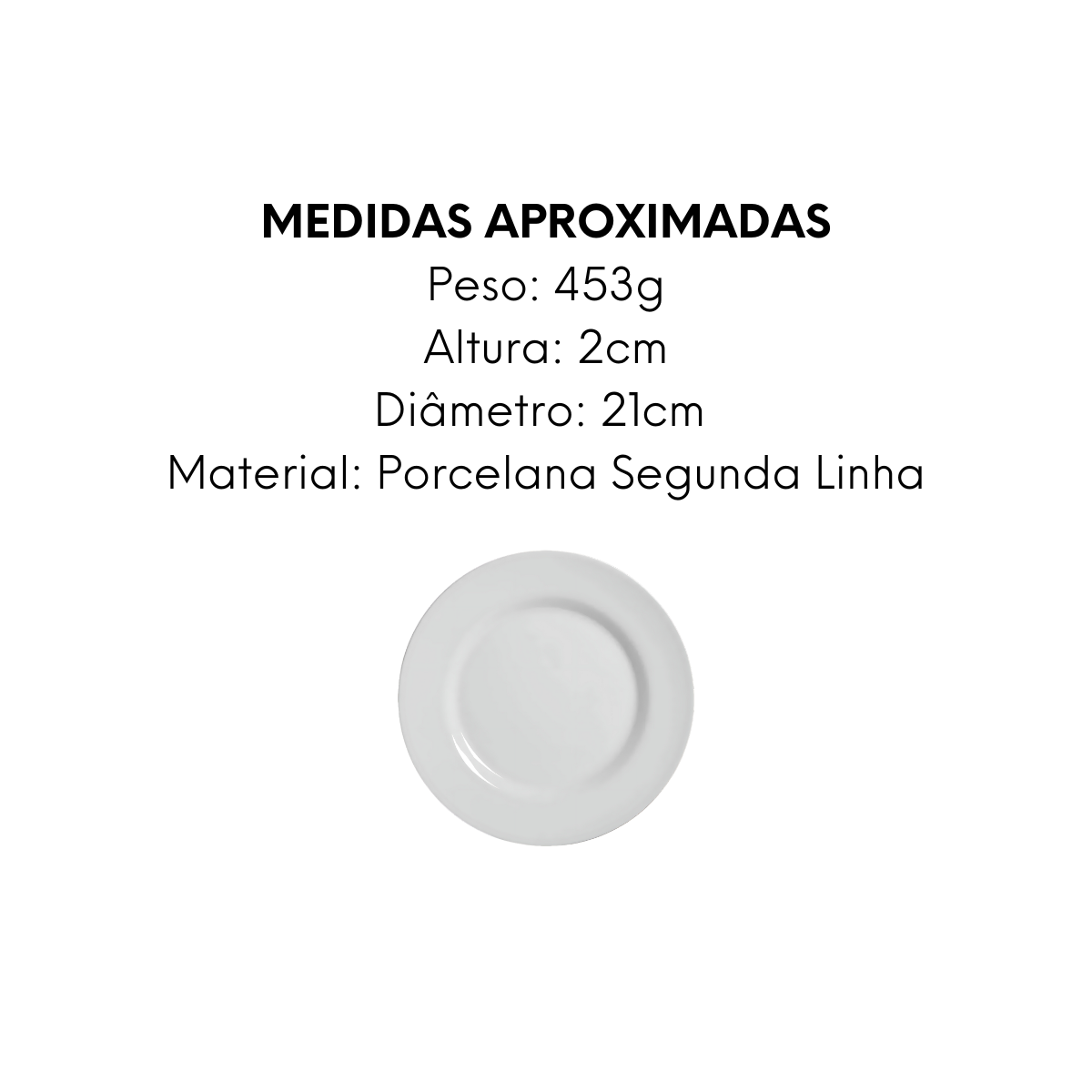 Prato de Sobremesa Flat Bianco 21cm Segunda Linha - A Gourmet