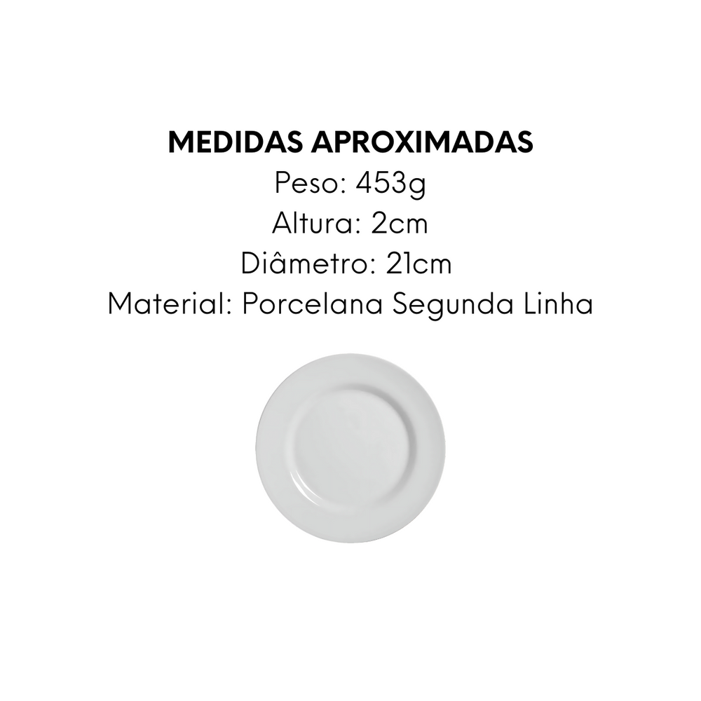 Prato de Sobremesa Flat Bianco 21cm Segunda Linha - A Gourmet
