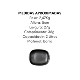 Travessa M Preta de Barro 2L - A Gourmet