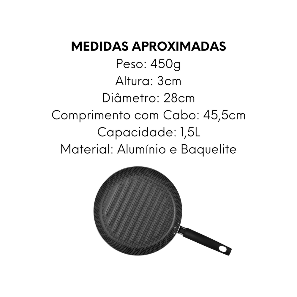 Bistequeira Canelada Redonda 28cm - A Gourmet