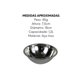 Tigela Bowl de Aço Inox 18cm Reforçado