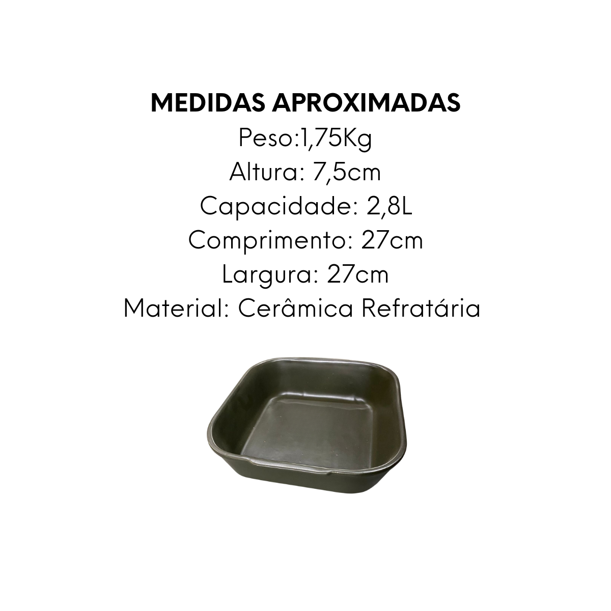 Travessa Quadrada G 27cm Petróleo - A Gourmet