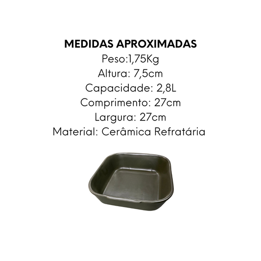 Travessa Quadrada G 27cm Petróleo