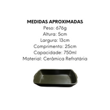 Travessa Retangular PP Petróleo Cerâmica - A Gourmet