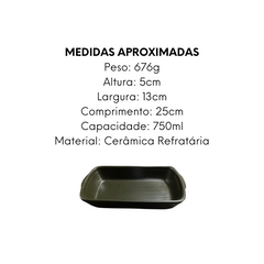 Travessa Retangular PP Petróleo Cerâmica - A Gourmet