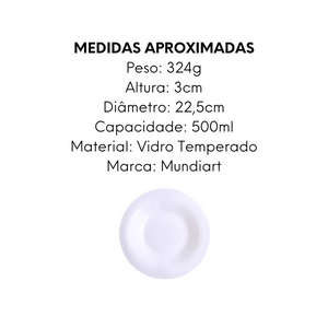 Prato Elegante Fundo de Vidro Temperado 22,5cm - A Gourmet