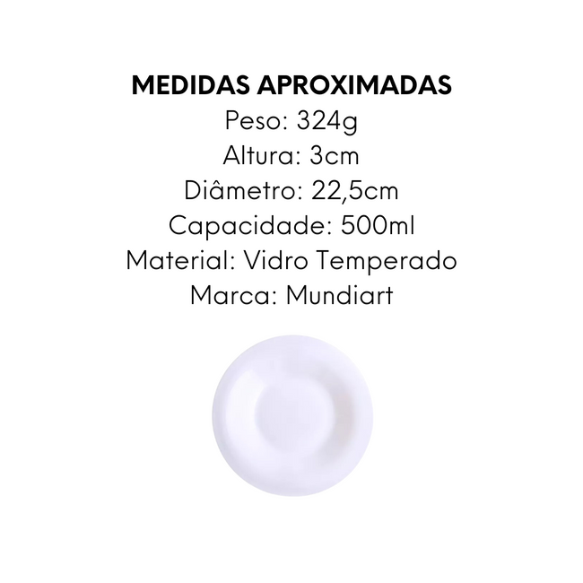 Prato Elegante Fundo de Vidro Temperado 22,5cm Main Image