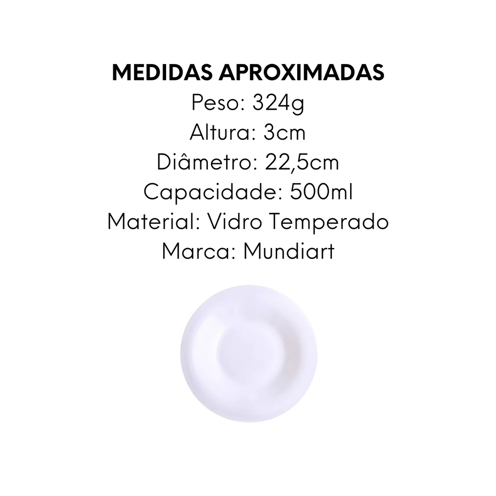 Prato Elegante Fundo de Vidro Temperado 22,5cm - A Gourmet