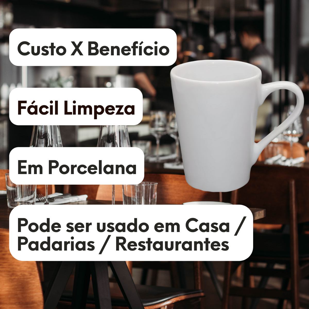 Caneca Copo Porcelana 240ml - A Gourmet