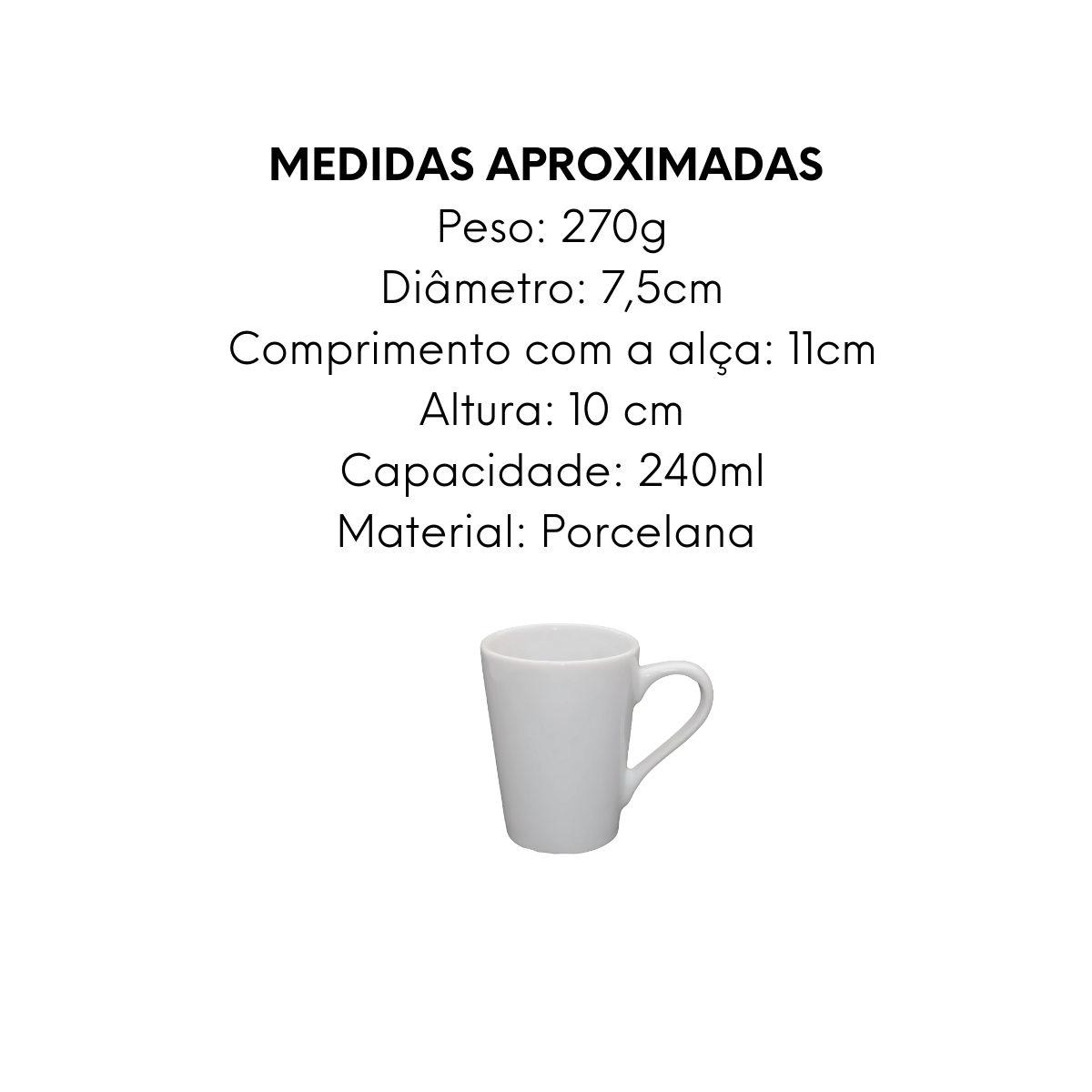 Caneca Copo Porcelana 240ml - A Gourmet