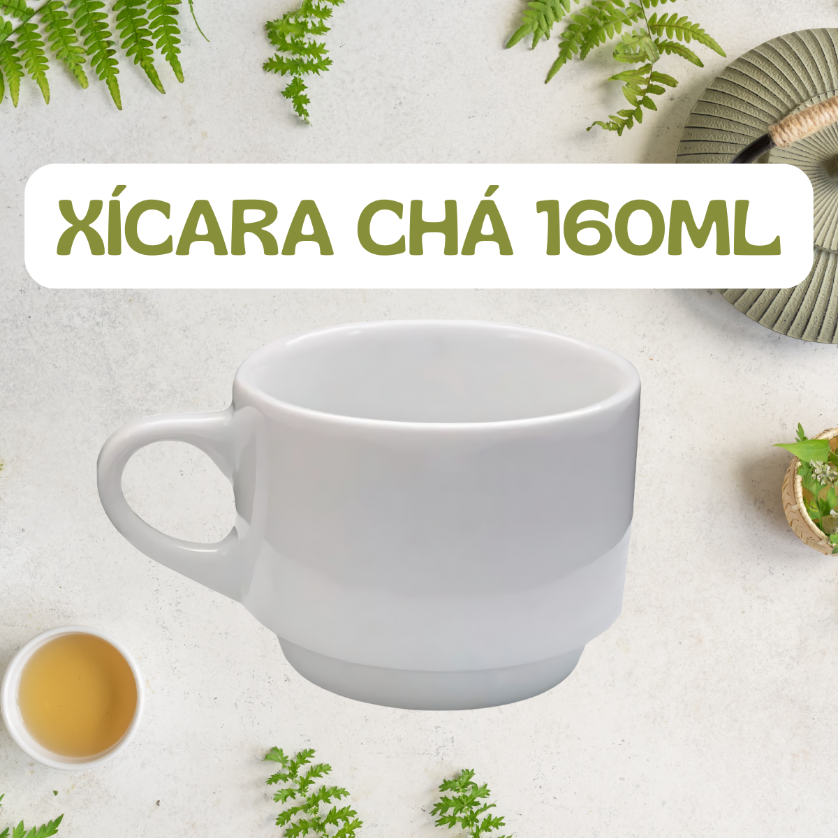 Kit 3 Xicaras de Chá 160ml de Porcelana S/Pires - A Gourmet