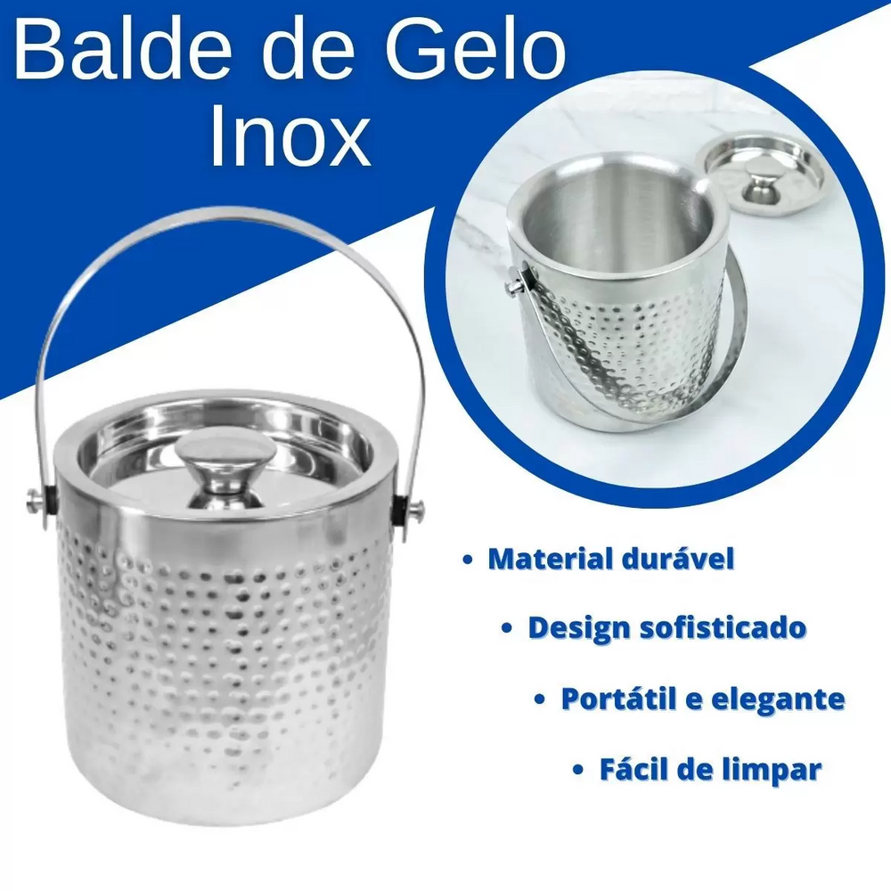Balde de Gelo em Aço Inox 1680ml Casita