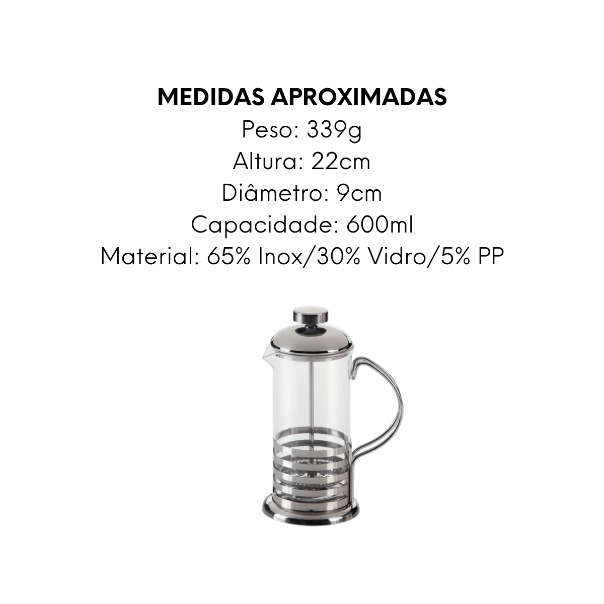 Cafeteira Prensa Francesa 600ml - A Gourmet