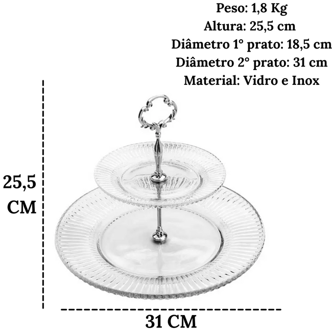Baleiro Porta Doces 2 Andares em Vidro Main Image