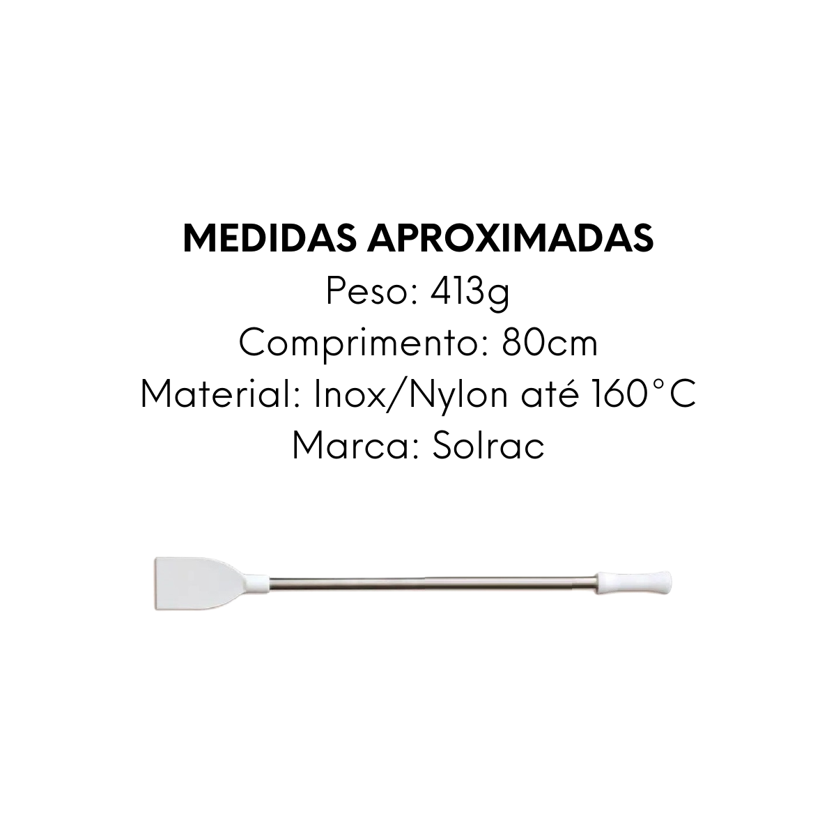 Pá Remo Polietileno Cabo Aço Inox Cozinha Profissional 80cm