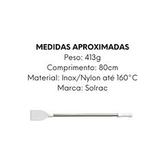 Pá Remo Polietileno Cabo Aço Inox Cozinha Profissional 80cm