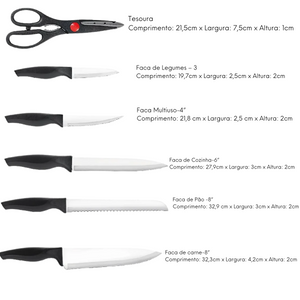 Kit Facas 7 Peças Com Suporte em Madeira Clink