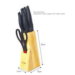 Kit Facas 7 Peças Com Suporte em Madeira