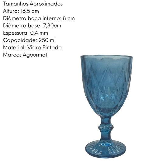 Taça Agua Diamond em Azul Vidro