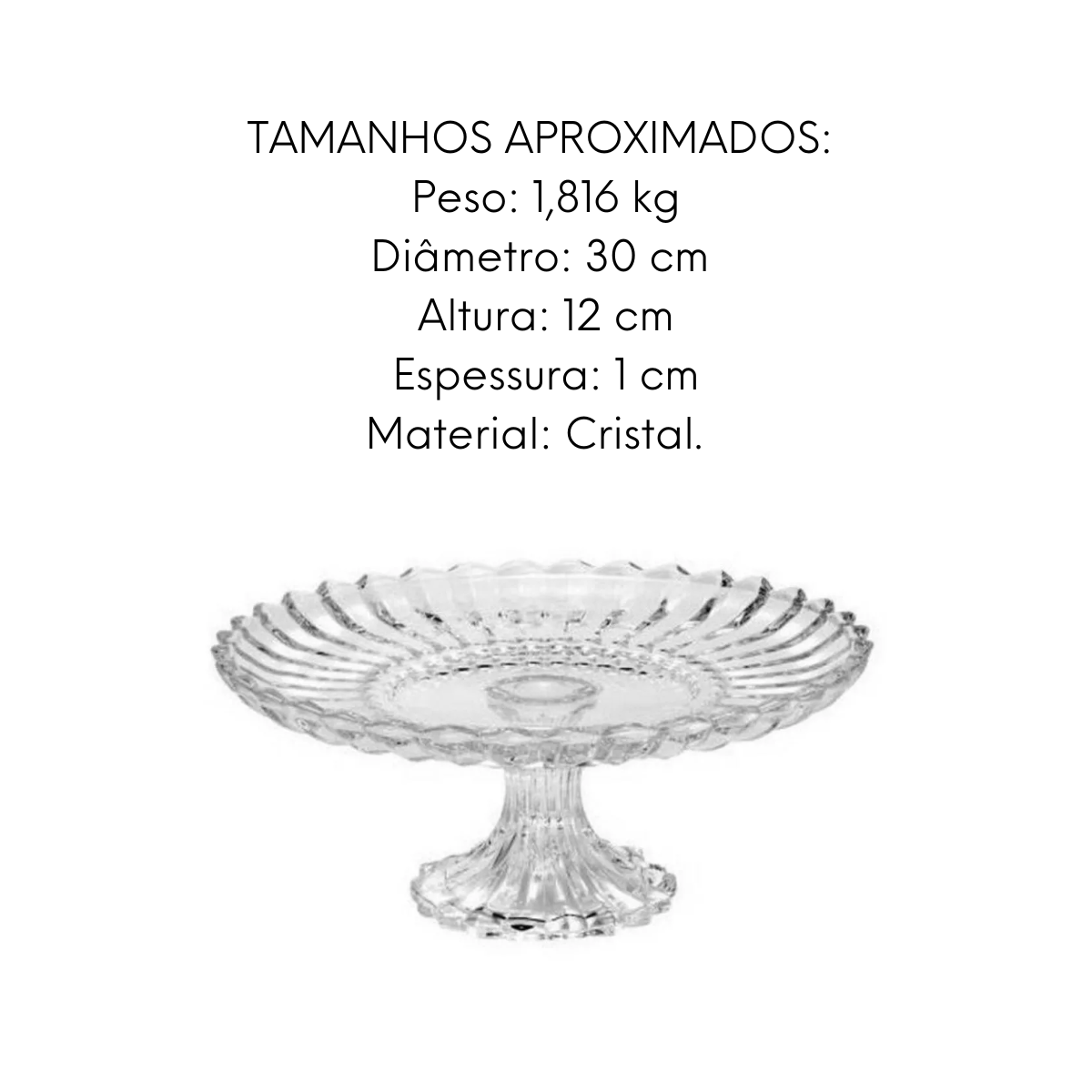 Centro de Mesa Cristal Jenova Com Pé 30cm Class Home