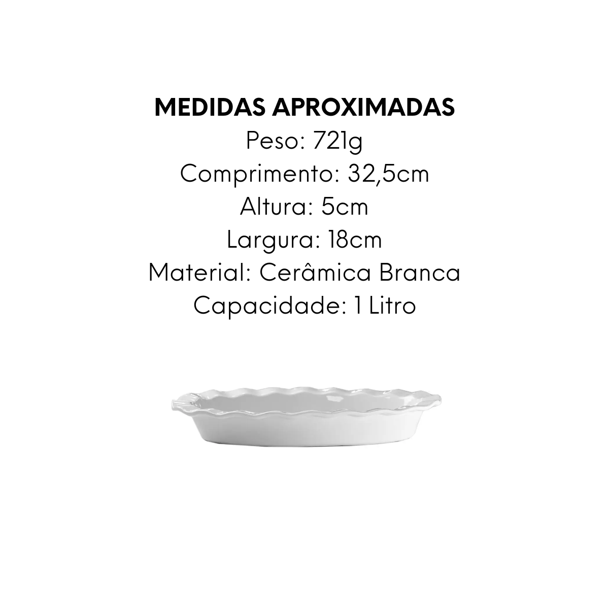 Travessa Oval Com Bordas Cerâmica Class Home