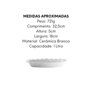 Travessa Oval Com Bordas Cerâmica Class Home
