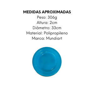 Prato Sousplat Azul de 33cm de Polipropileno GZT