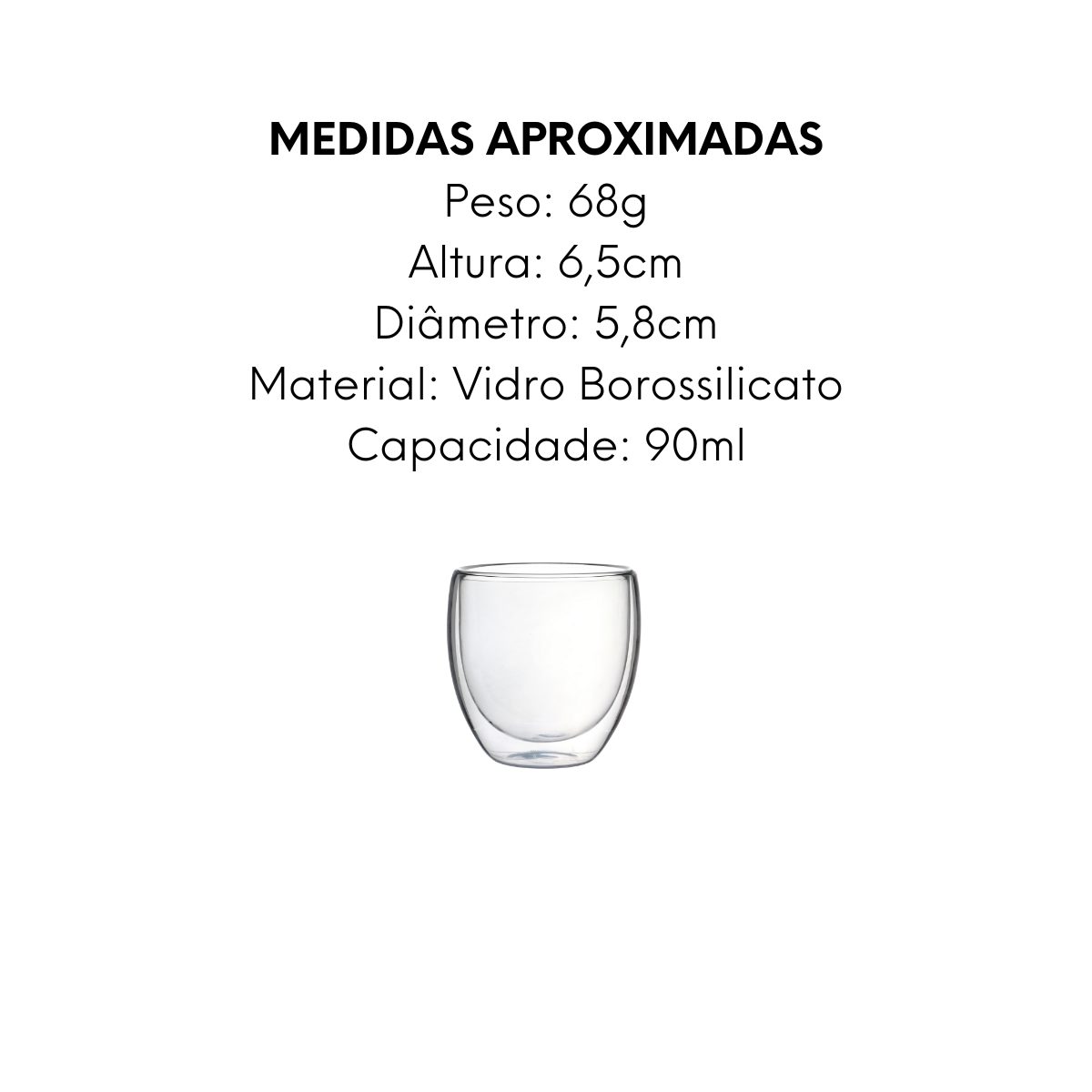 Conjunto Com 2 Copos 90ml de Vidro Borossilicato - A Gourmet