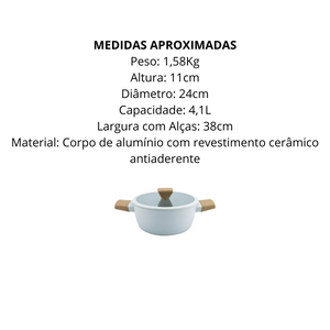 Caçarola Antiaderente Cinza Revestido Cerâmica - A Gourmet