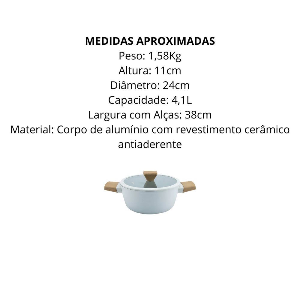 Caçarola Antiaderente Cinza Revestido Cerâmica - A Gourmet