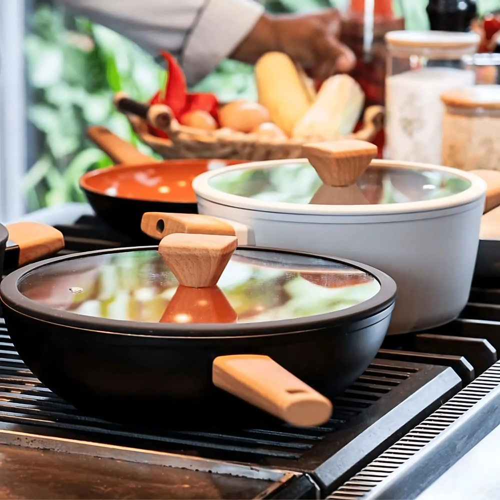 Panela Antiaderente Cinza Revestimento em Cerâmica - A Gourmet