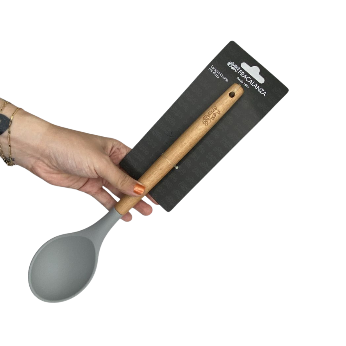 Colher Silicone Cabo Madeira Fracalanza