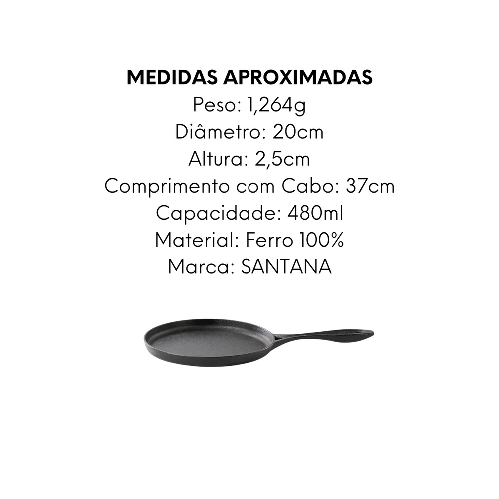 Tapioqueira Com Cabo Aço de Ferro Fundido - A Gourmet