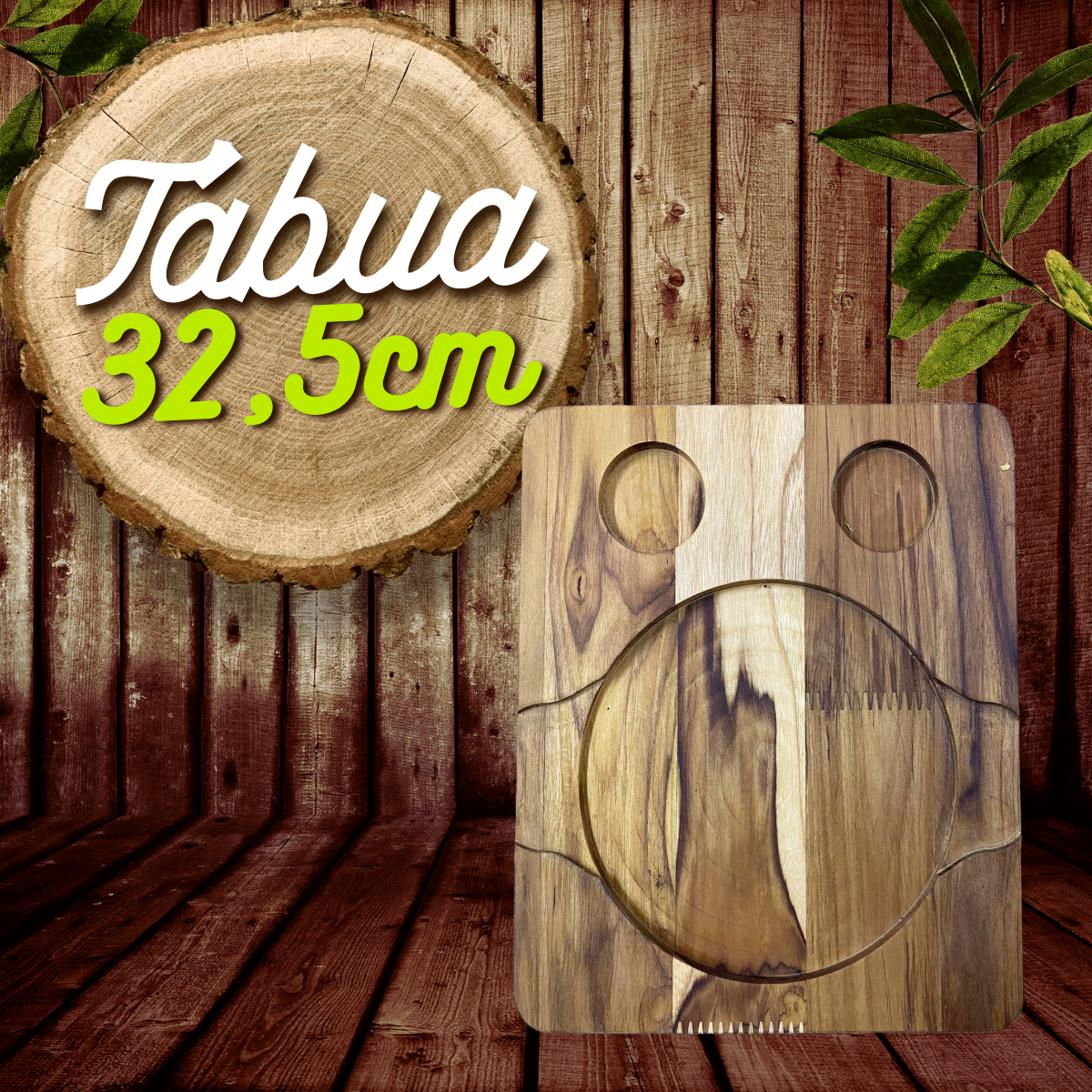 Tabua Chapa Redonda Madeira Teca 32,5cm - A Gourmet