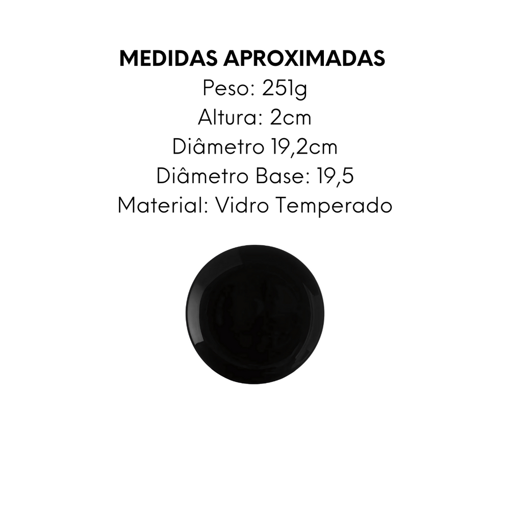 Prato de Sobremesa Meridional preto Redondo - A Gourmet