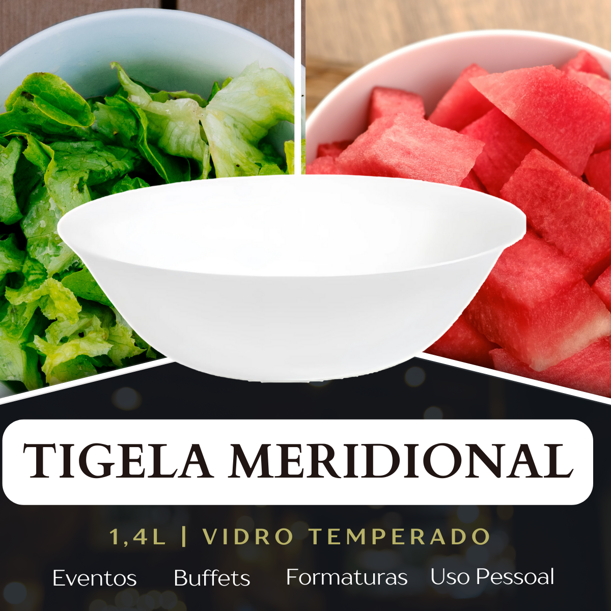 Tigela Meridional Branca 1,4L de Vidro Temperado - A Gourmet