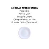 Prato de Sobremesa Branco Oasis Quadrado Vidro temperado - A Gourmet