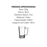 Caneca Chopp Safira 340ml Vidro - A Gourmet
