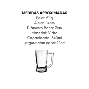 Caneca Chopp Safira 340ml Vidro - A Gourmet