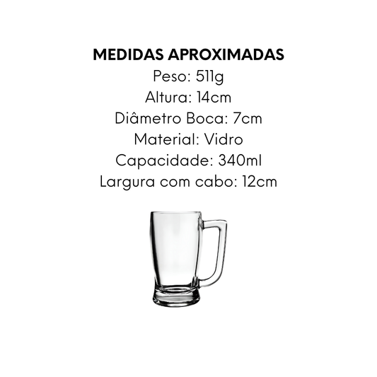 Caneca de Chopp Safira 340ml de Vidro