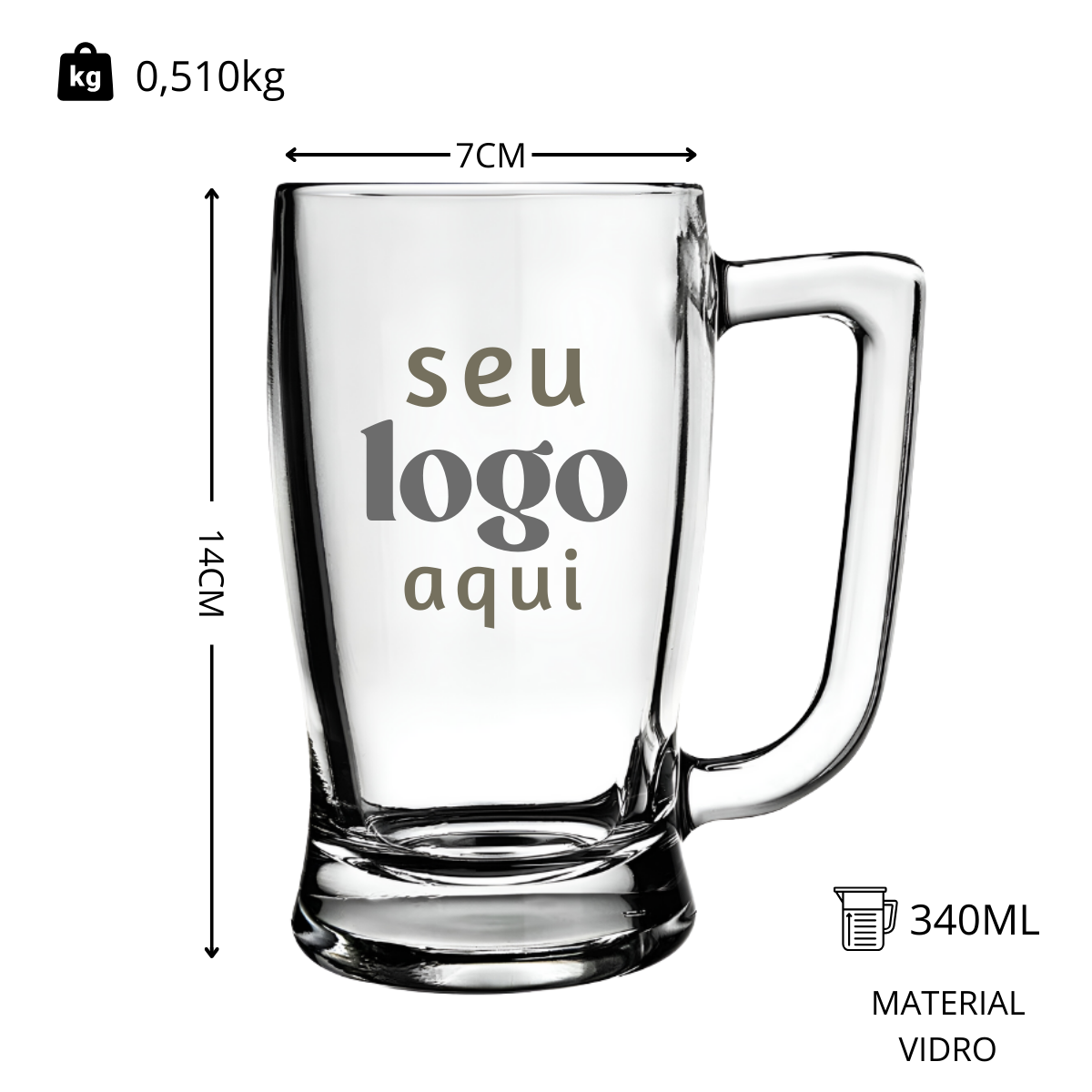 Kit 50 Caneca Chopp 340ml Personalizado