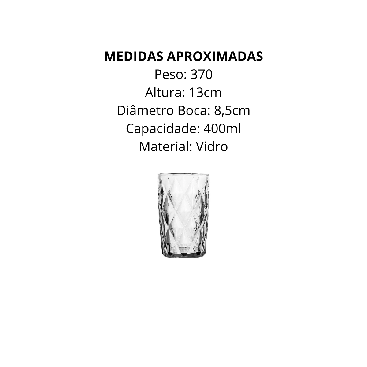 Copo Diamond 400ml de Vidro - A Gourmet